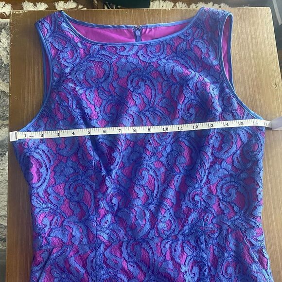 ADRIANNA PAPELL Lace Overlay A-Line Dress with pockets - Picture 5 of 13